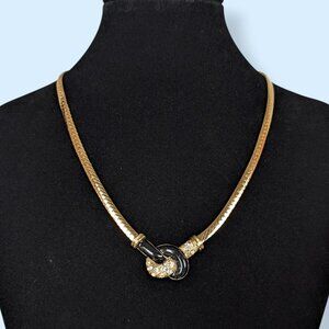 Vintage Avon Enamel & Rhinestone Knot Necklace